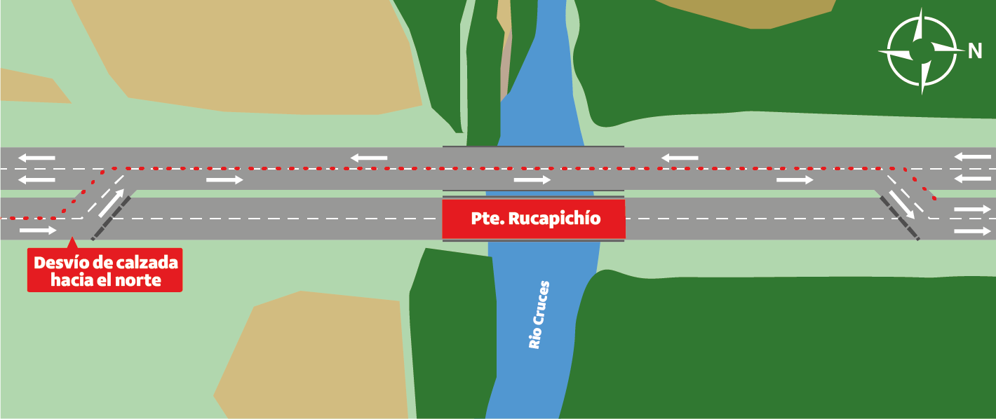 Trabajos en puente Rucapichio hacia el norte, sector Máfil